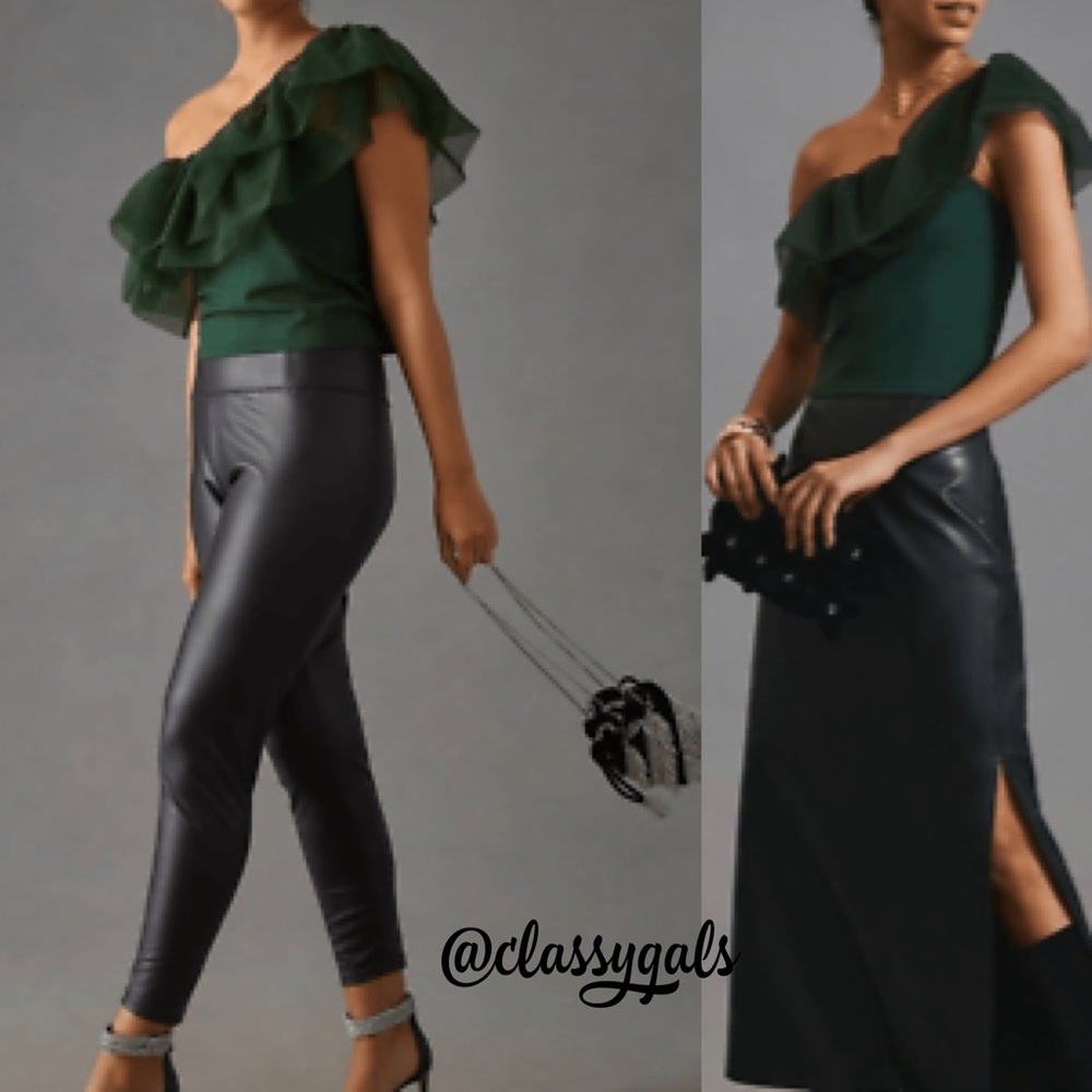 ANTHROPOLOGIE NWT Sunday in Brooklyn One Shoulder Top Emerald Green